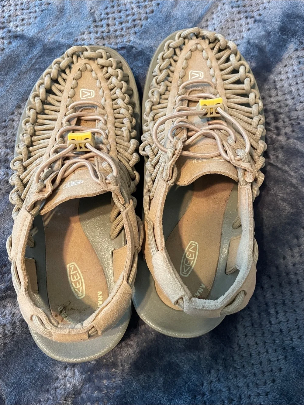 Keen Tan Woven Cord Slip-On Sandals with Yellow Toggle - Picture 2 of 3